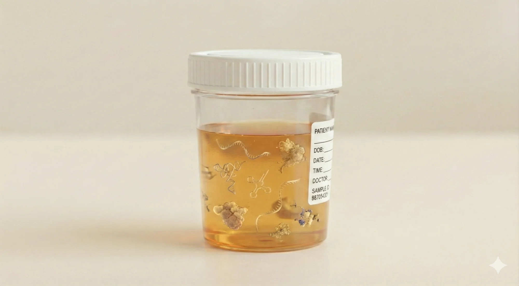 Urine sample showing biomarkers